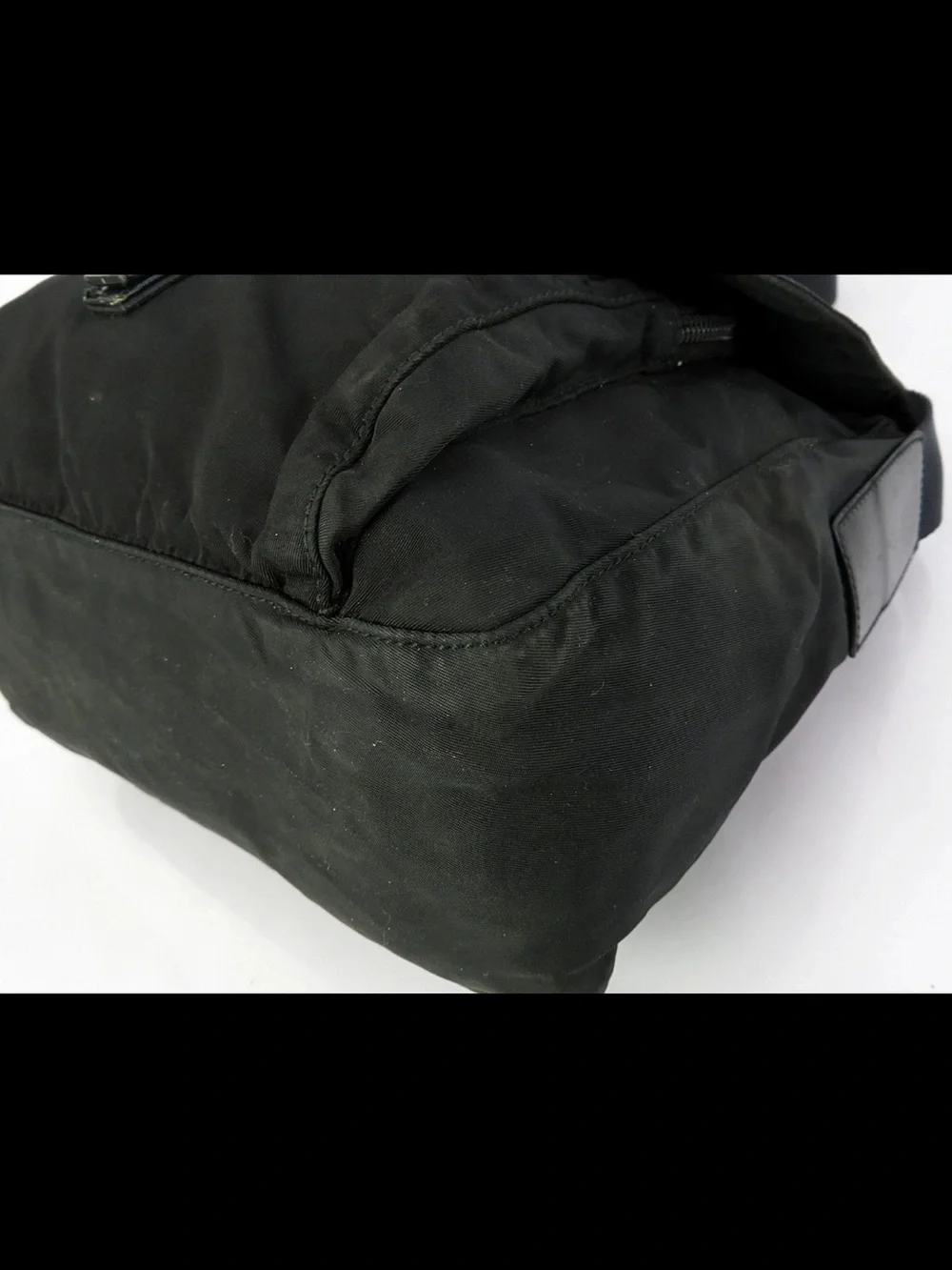 Prada Black Nylon Messenger Bag with Front Buckle